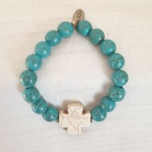 Turquoise White Cross Bracelet